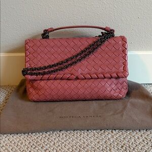 Bottega Veneta Rose Intrecciato Chain Crossbody Bag